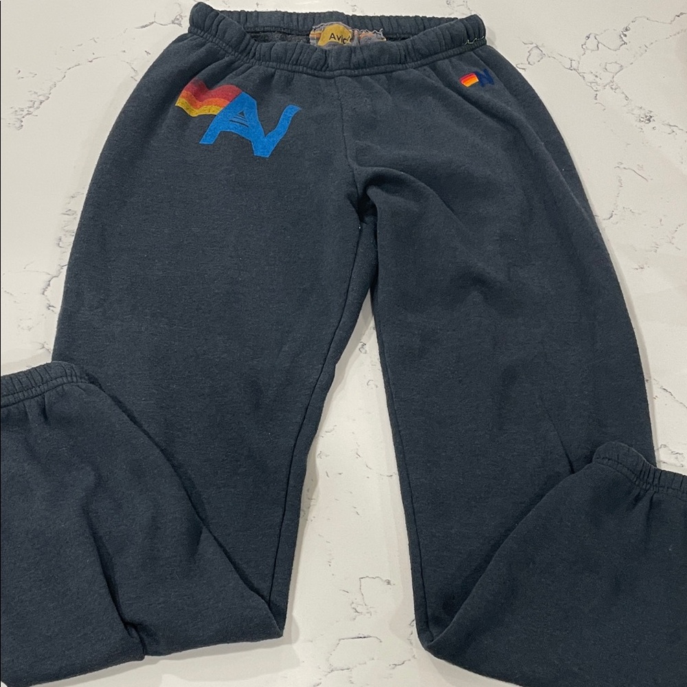 Aviator Nation women's black Sweatpants with Colorful Logo